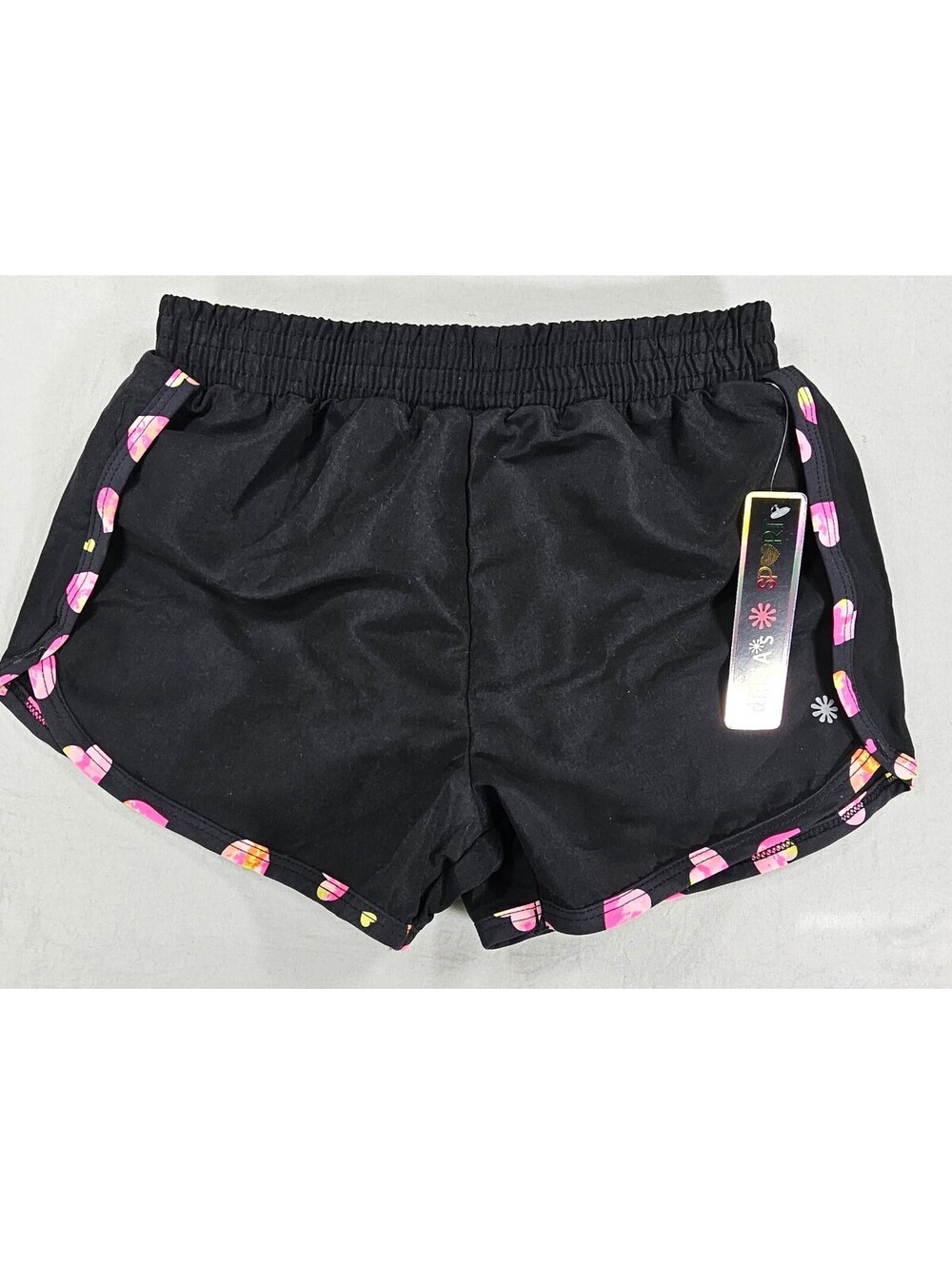 dELiA*s Girls Sport Black Athletic Shorts with Pink Accents. Size 7/8 NWT
